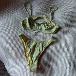PacSun Yellow and Blue Plaid Bikini